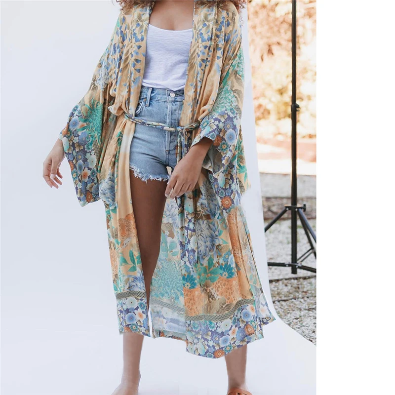 Женское пикантное пляжное кимоно кардиган Длинная блузка Солнцезащитная