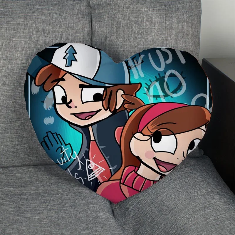 Pillow Case Наволочка на молнии в форме сердца с изображением Гравити Фолз, Наволочка на заказ, наволочка без сердечника, размер 41x36 см, 47x42 см - Цвет: Pillow Case