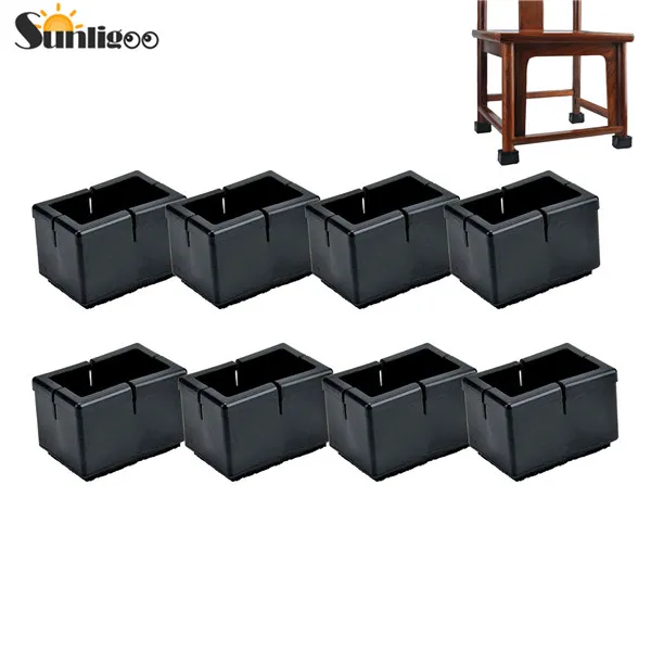 Black Color 8pcs Sunligoo защита для ног стула противоскользящая Защита от царапин квадратная силиконовая мебель для стола наконечники для ног крышки 8 шт - Цвет: Black Color 8pcs