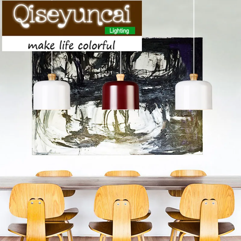 Qiseyuncai The Nordic minimalist wooden single head E 27 aluminum chandelier of modern Restaurant Simple lighting free shipping | Лампы и