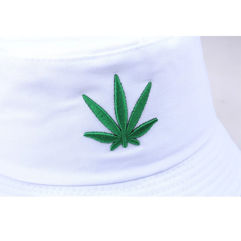 С вышитым листом мужская шляпа Панама Для женщин Улица Боб летняя Кепки в стиле