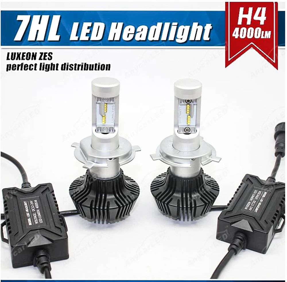 Комплект СВЕТОДИОДНЫХ Фар H4 9003 HB2 50 Вт 8000 лм G7 LUMI LUXEON ZES чипы без вентилятора чистый
