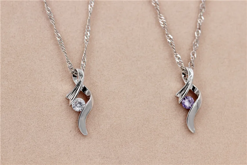 US Uloveido 15% Off серебряные ожерелья подвески фиолетовый кубический циркон подвеска цепочка-колье Colar подвеска N306