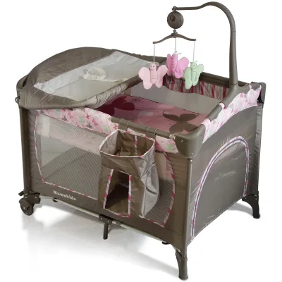 Babytrend в том же параграфе прямая складная кроватка Многофункциональная портативная игровая кровать детская с пеленками набор колесико для детской кроватки - Цвет: Pink