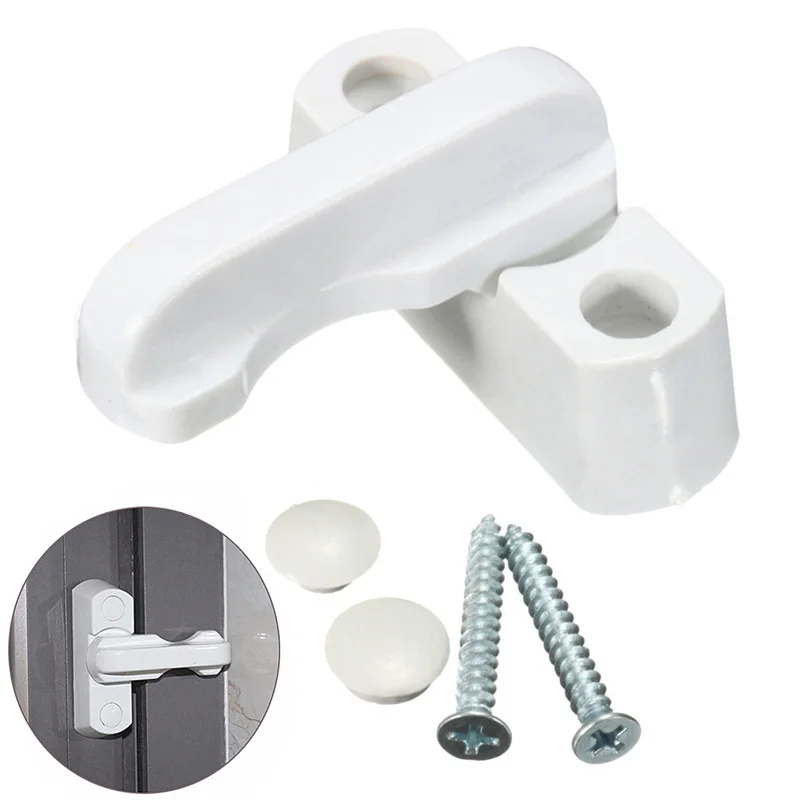 2 шт. белый пластиковый замок для дверей и окон фиксатор поворота противоугонная