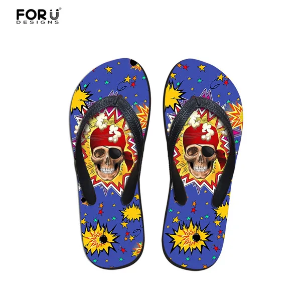 CC3292AB FORUDESIGNS/крутой Панк-Череп; дизайнерские мужские вьетнамки с зомби; модные летние пляжные резиновые шлепанцы; мужские сандалии на плоской подошве - Цвет: CC3292AB