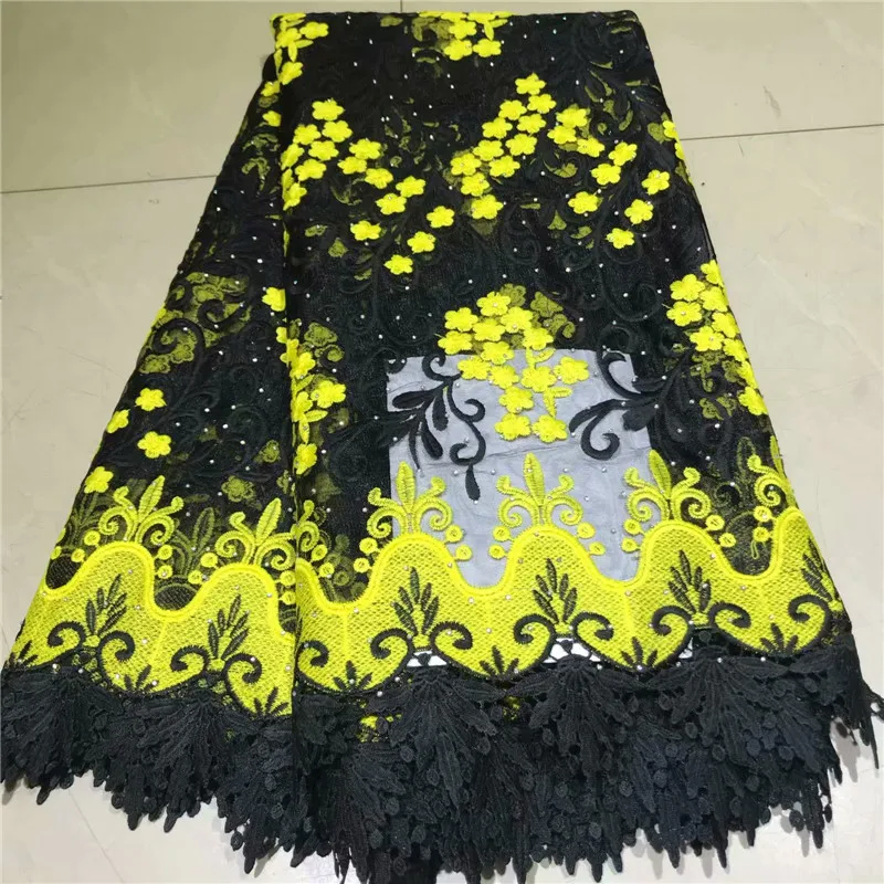 New Design African Lace Fabric 2019 Wholesale France Swiss Voile High Quality Tulle Cord yellow green | Дом и сад