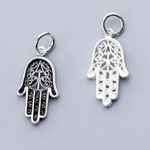 Винтажные ажурные Подвески ручной работы из стерлингового серебра 100% пробы, подвески с кольцом, аксессуары для изготовления ювелирных изделий сделай сам