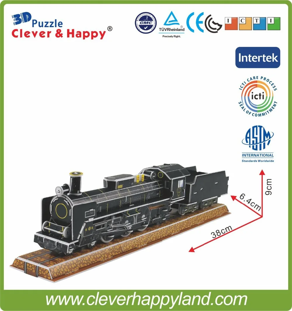 

New 2014 Clever&Happy 3d puzzle Pacific Steam Locomotive child puzzle early learning toy paper handmade model