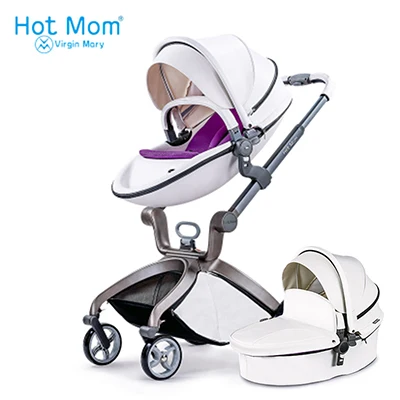 Hotmom, кожаная корзина для сна, белая, коричневая коляска, высокий пейзаж, может сидеть или лежать в сложенном виде, Россия - Цвет: colour 10