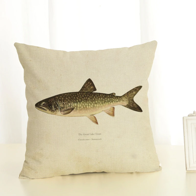 Чехол для подушки с принтом рыбы домашний декор диванная декоративная подушка