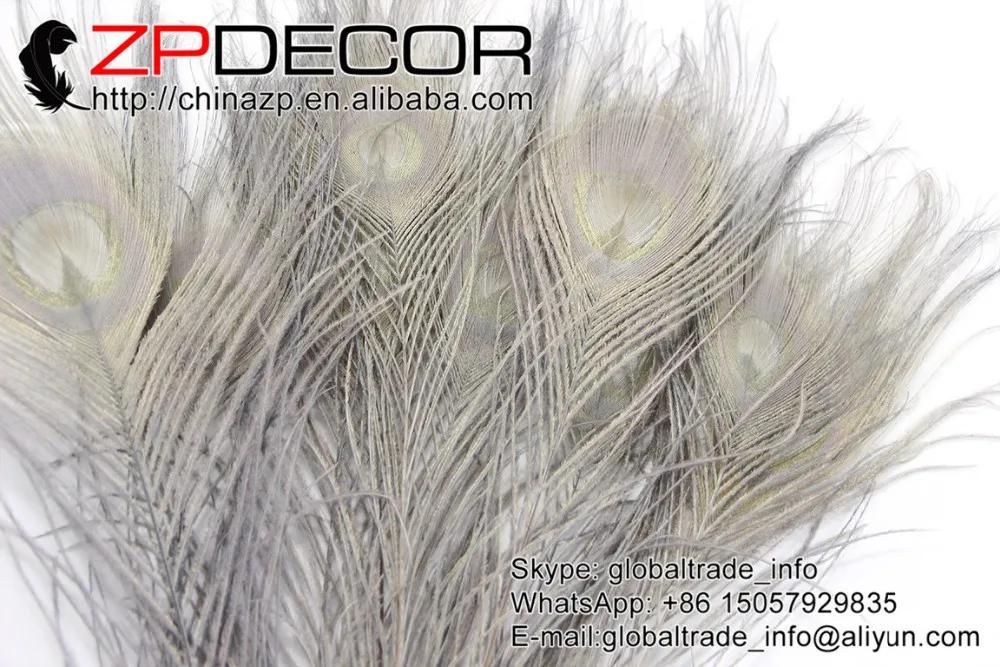 Zpdecor 50 pcslot 25-30 см(10-12 дюймов) галстук-бабочка с фабрики серый павлин украшения из перьев