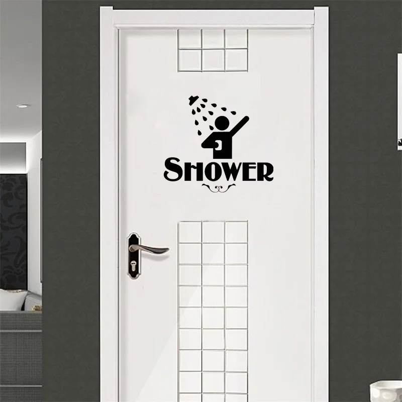 

Personality Restroom Shower vinyl Sticker door Water Bathroom Sign Funny Home Decoration Decal Vinyl Sticker A2201
