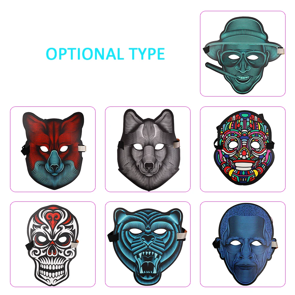 Светодиодный маска голосовое светящаяся фестивальный костюм для выступлений