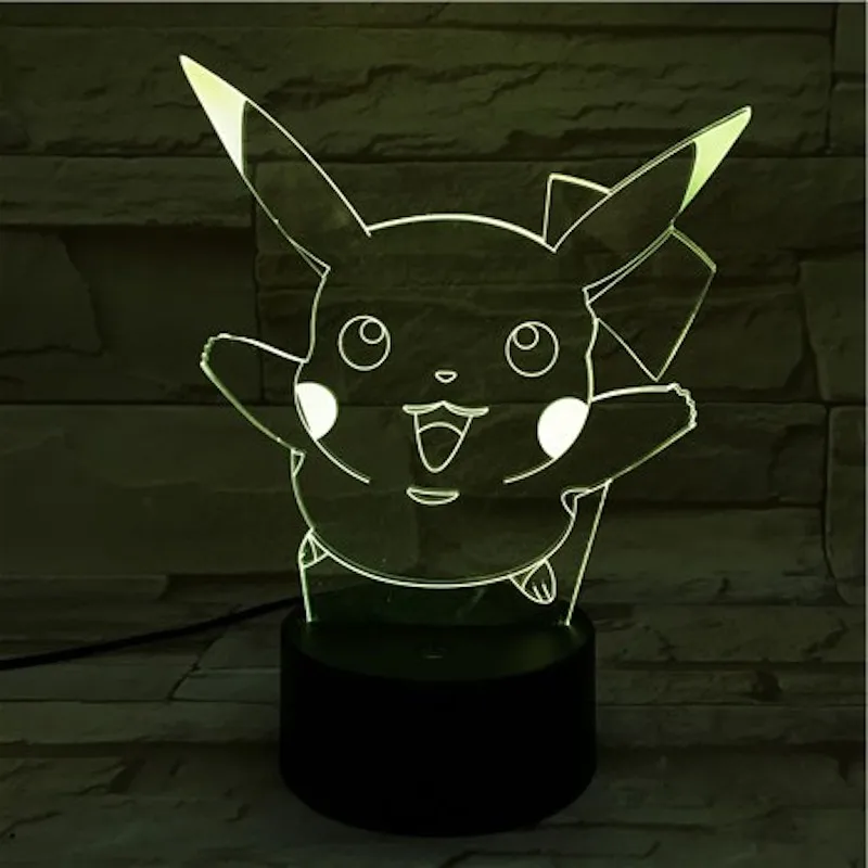 Pikachu 1 Покемон го Пикачу Рисунок дети ночник светодиодный ночник прикроватная атмосфера Красочный ночник детский подарок на праздник 3D лампа RGB Пикачу - Испускаемый цвет: Pikachu 1