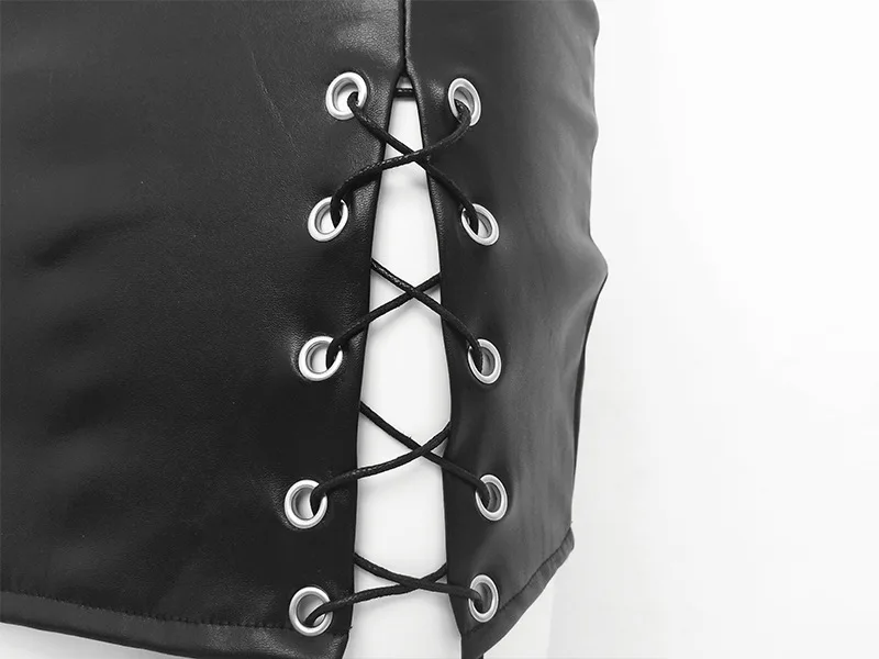 Gtpdpllt юбка-карандаш из искусственной кожи с разрезом Летняя мини-юбка с завышенной талией Короткая Клубная черная юбка с перекрестной шнуровкой, Облегающие юбки