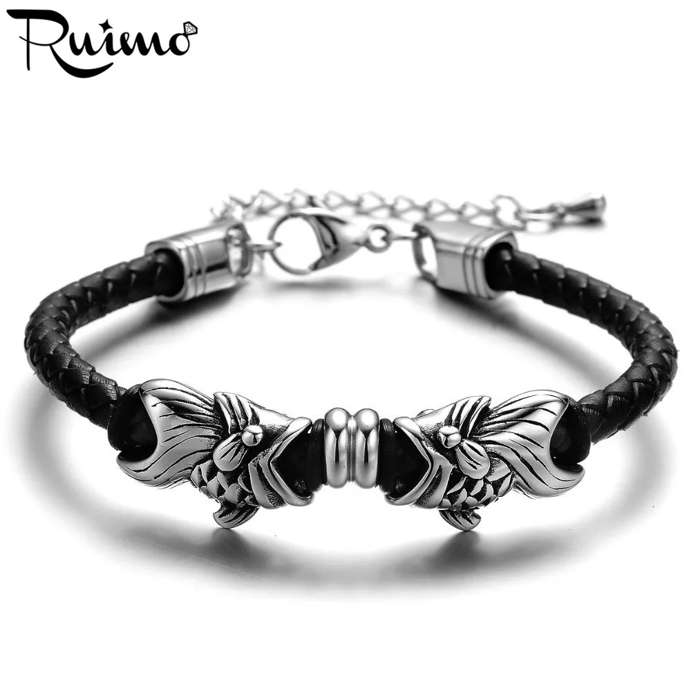 Круглые шарики для браслета RUIMO Animal Fish европейские из нержавеющей стали 316l с