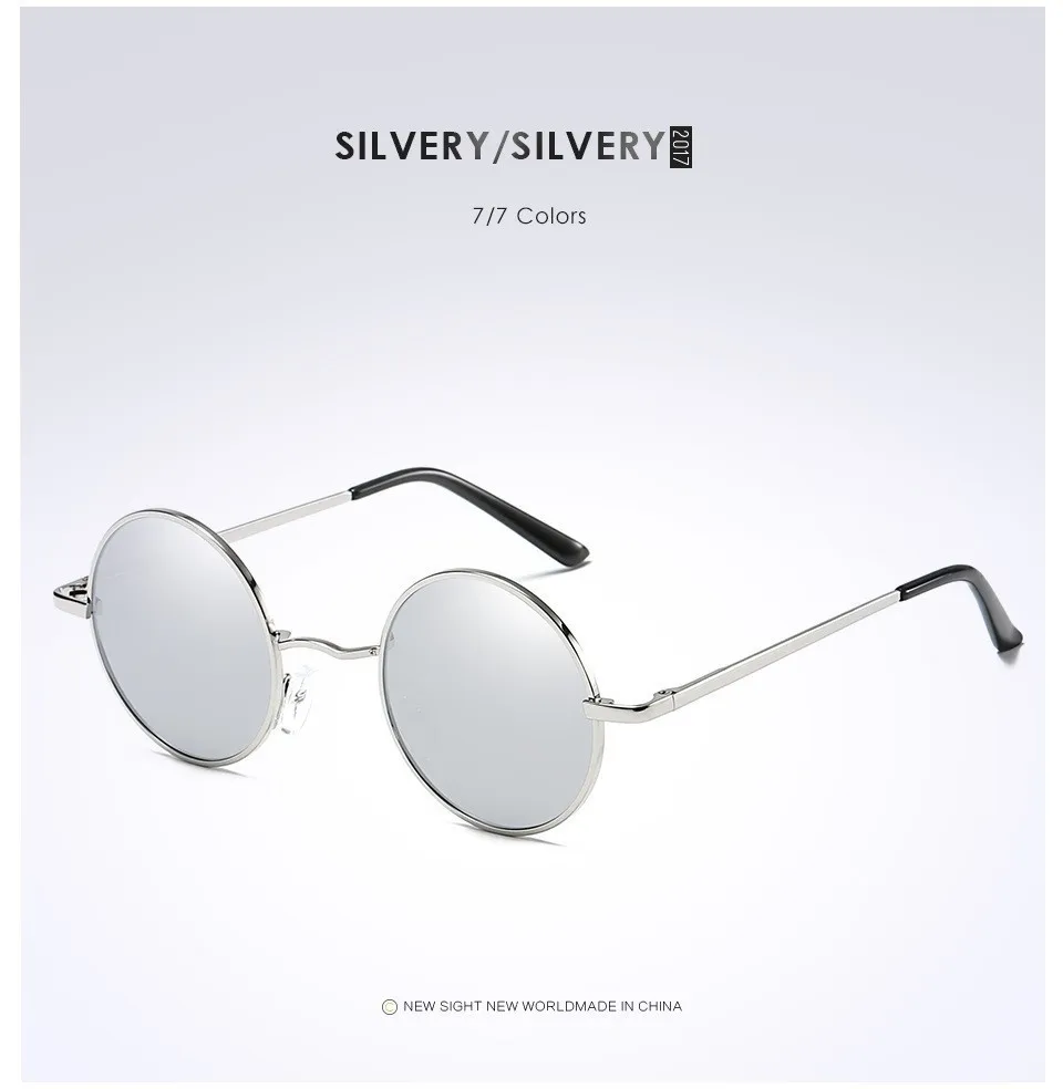 sliver lens Модный показ Стиль очки настоящие Поляризационные солнечные очки, Винтажные Солнцезащитные очки круглые солнцезащитные очки Uv400 черные линзы в золотистой оправе - Цвет линз: sliver lens
