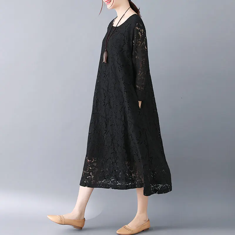 Женское платье большого размера розовое белое черное с о вырезом длинное летнее