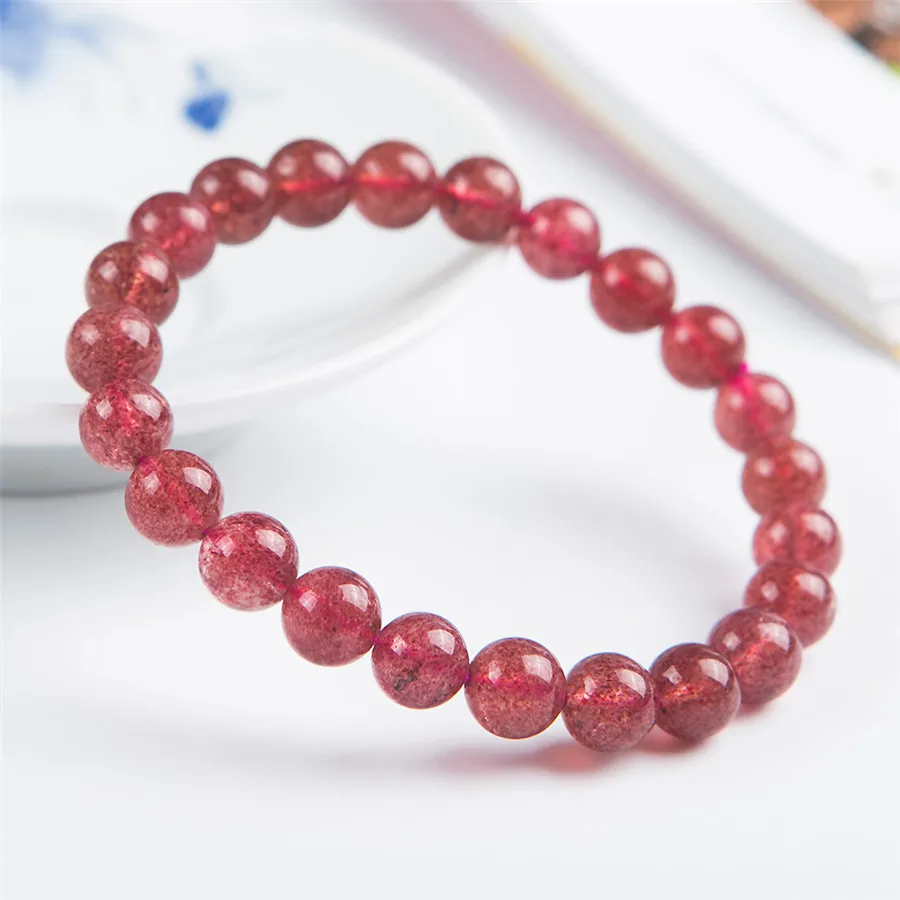 Браслет женский из натурального кварца клубники 7 мм