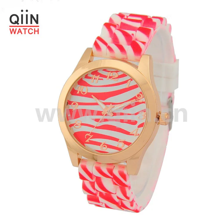 QD0201 factory direct detonation paragraph Geneva watch rose gold shell camouflage silicone students | Наручные часы