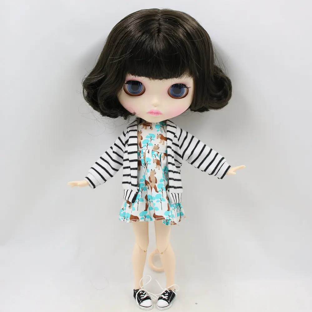 ICY Nude Blyth кукла для серии No. BL950 черные волосы резные губы матовое лицо шарнир тело 1/6bjd