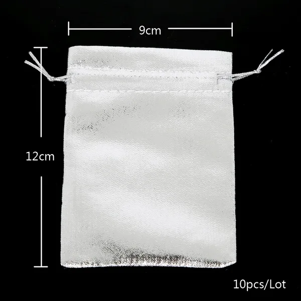 9X12cm Silver Разные размеры 10 шт. серебристого/золотистого цвета металлические фольги сумки из органзы Рождественская Свадебная вечеринка Любимые Подарки конфеты сумки - Цвет: 9X12cm Silver