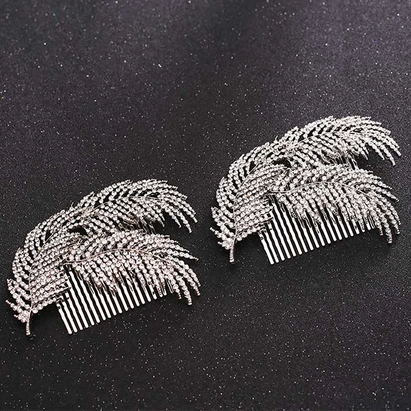 GETNOIVAS 1 шт. серебристый Цвет Стразы гребень для волос в виде листьев тиара de Noiva