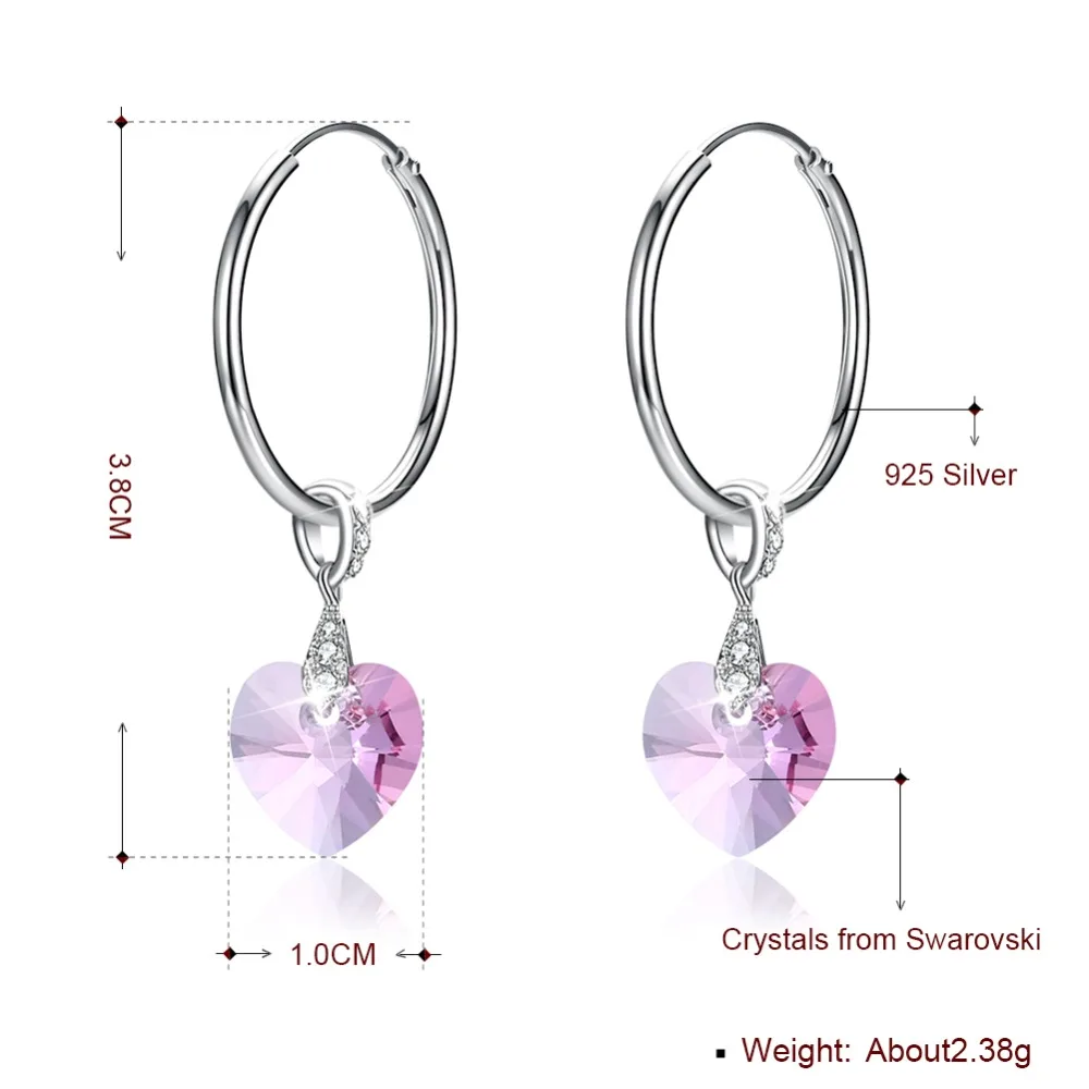 Серьги-капли LEKANI с кристаллами Swarovski, 925, серьги-капли в форме сердца с кристаллами, простые романтичные серьги, бутик