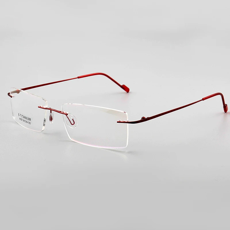 Sunny spot wholesale new frameless memory metal myopia glasses frame anti-blue computer radiation glasses frame - Цвет оправы: red