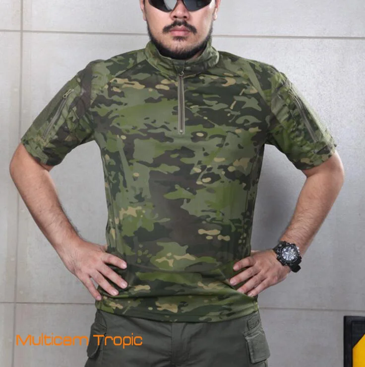 multicam tropic Warchief летняя тактическая Боевая футболка Военная Мужская камуфляжная Мультикам черная Arid Tropic Wolf серая Койот коричневая(STG051120 - Цвет: multicam tropic