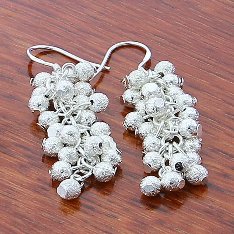 Модные висячие серьги с виноградом Женские Ювелирные изделия из серебра 925