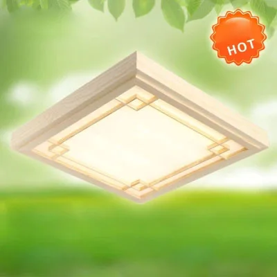 Винтажная ультратонкая потолочная Светодиодная лампа из дуба квадратный