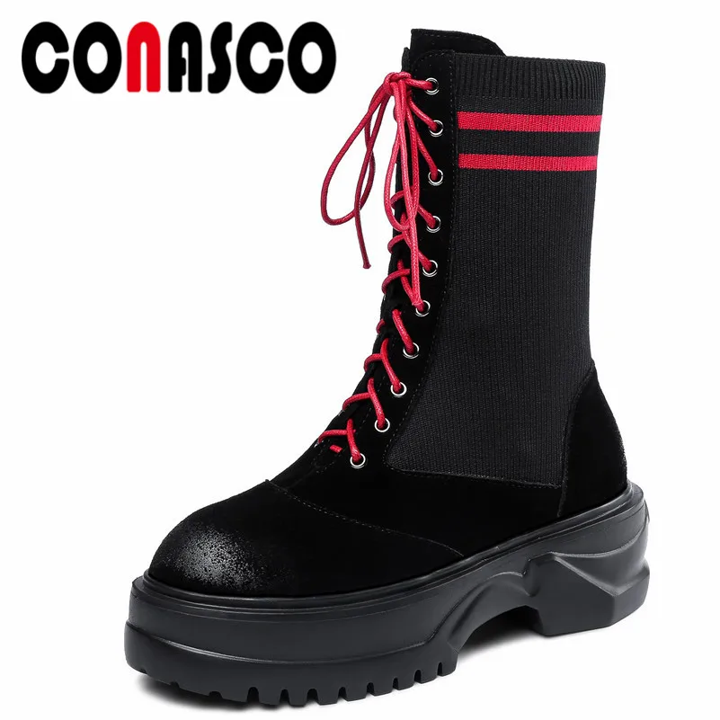 Женские байкерские ботинки CONASCO Классические на платформе с перекрестной