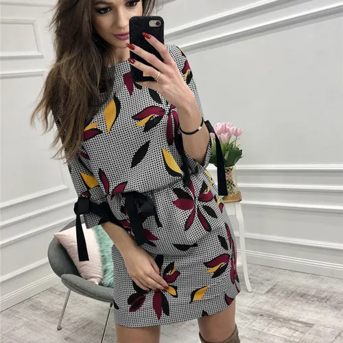 black Finging me 2XL, милое платье для девочек с бантом, Kawaii, Мини Сарафан, женское летнее Повседневное платье с круглым вырезом и цветочным принтом, женское пляжное платье в стиле бохо - Цвет: black