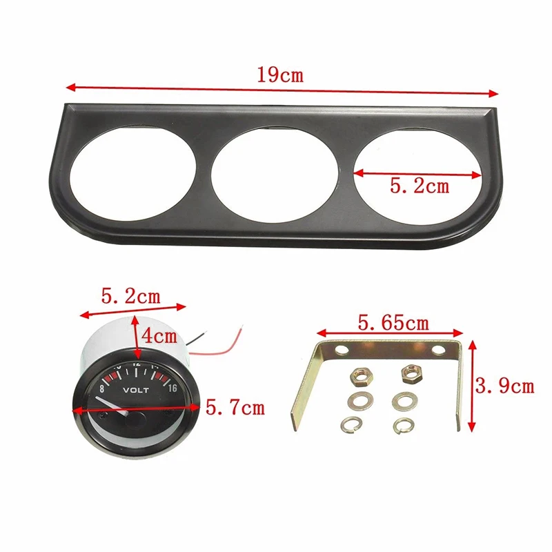 Вольтметр транспортного средства &amp температура воды манометр масла 2 дюйма 52 мм