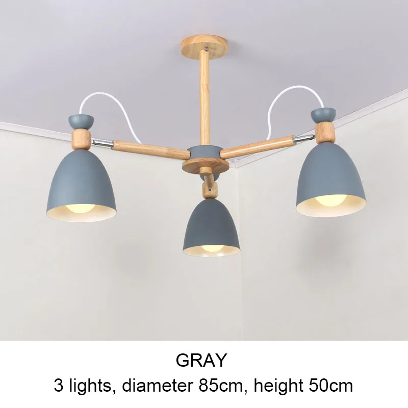 gray 3 lights Современная Потолочная люстра, металлический абажур, вращающаяся домашняя люстра, освещение в помещении для гостиной, спальни, столовой, детской комнаты - Цвет абажура: gray 3 lights