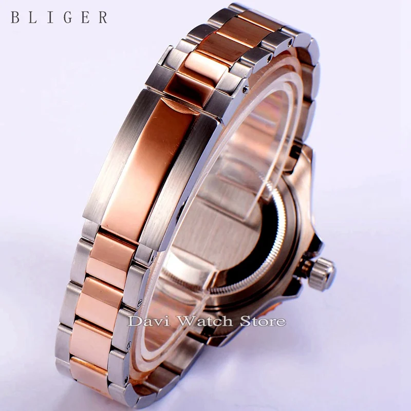 40 мм Bliger дата и день керамический ободок светящийся сапфир автоматические