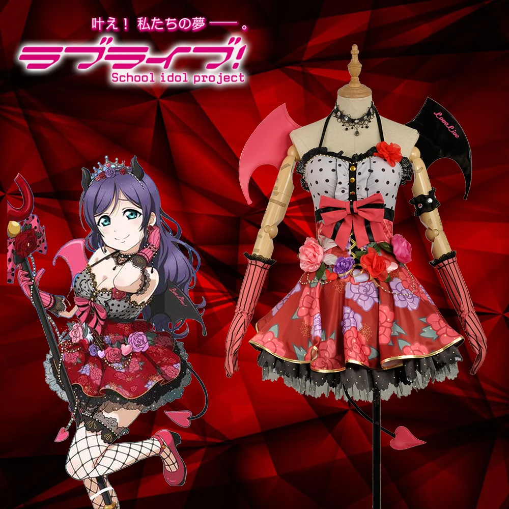 

Аниме Love Live! Nozomi Tojo Косплей Костюм Маленький дьявол Демон SR Пробуждение наряд для женщин юбка Хвост Хэллоуин