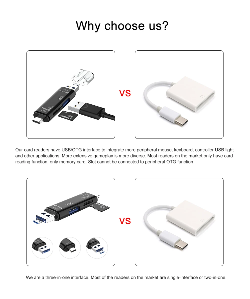 5 в 1 OTG кард-ридер Тип C и микро USB флэш-накопитель высокоскоростной USB2.0 Универсальный OTG TF/SD карта для Android ноутбук компьютер