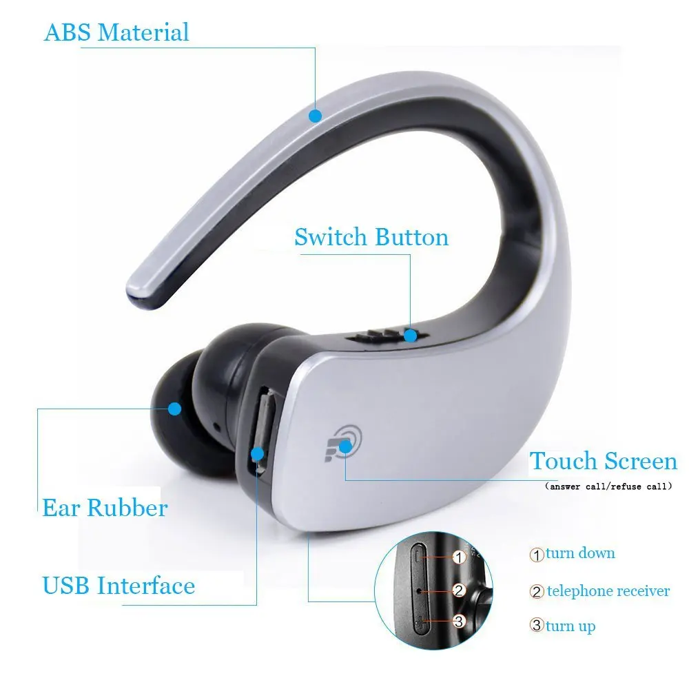 Беспроводные bluetooth наушники Dbigness V4.1 с шумоподавлением спортивные микрофоном для