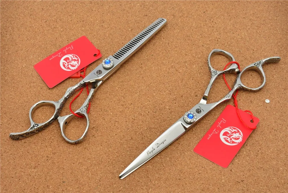 Парикмахерские ножницы 590 # для левой руки 6 дюймов брендовые фиолетовый дракон