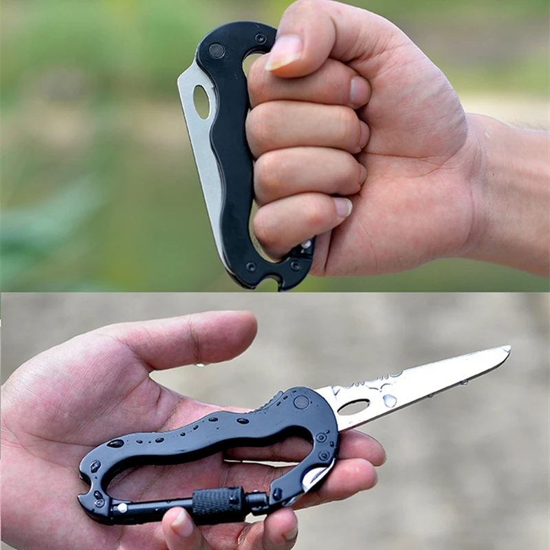 Karambit 5 в 1 открытый карабин выживания многофункциональный походный складной нож отвертка алюминиевый сплав альпинистские ножи