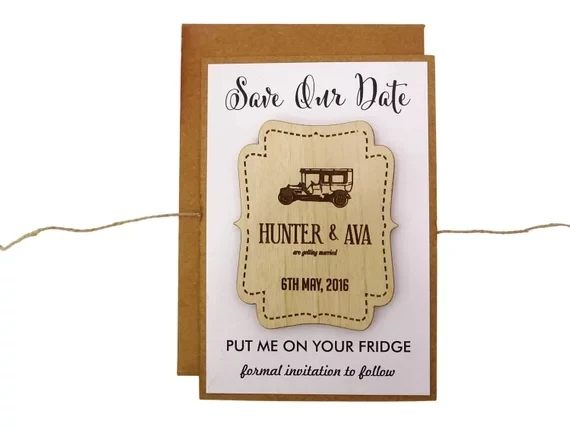personalize names date engraved Wooden Card save the Wedding invitations Magnets Save The Date Magnet favor | Дом и сад