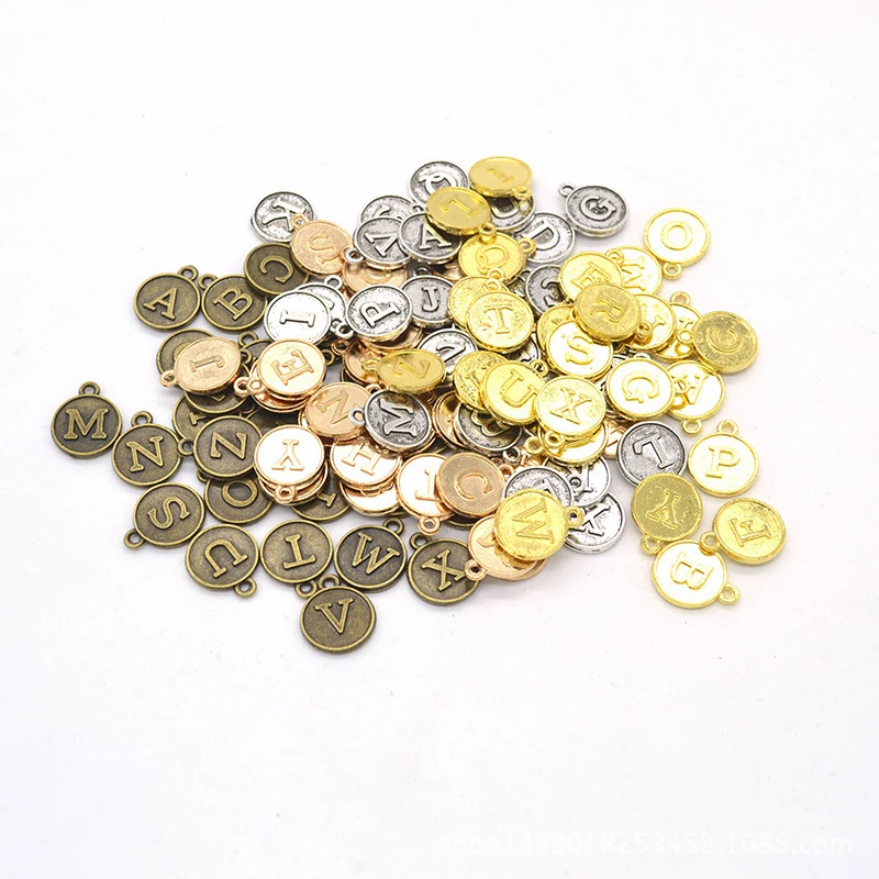 

26pcs/lot 15*12mm Round 26 Capital Letter Alphabet Charms Initial Beads For Handmade DIY Jewelry Making Accessories