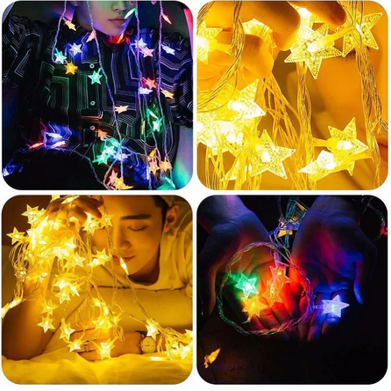 

10/20LED Star Light String Twinkle Garlands Battery Powered Christmas LED Lamp Holiday Party Wedding Decorative Fairy Lights