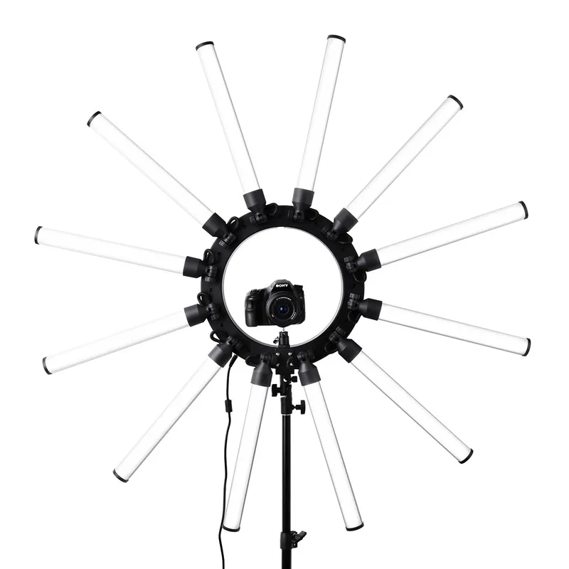fosoto TL-1800 Photographic Lighting Dimmable 3200-5600K 12 Tubes 672 Leds Camera Photo Studio Phone Photography ring light Lamp