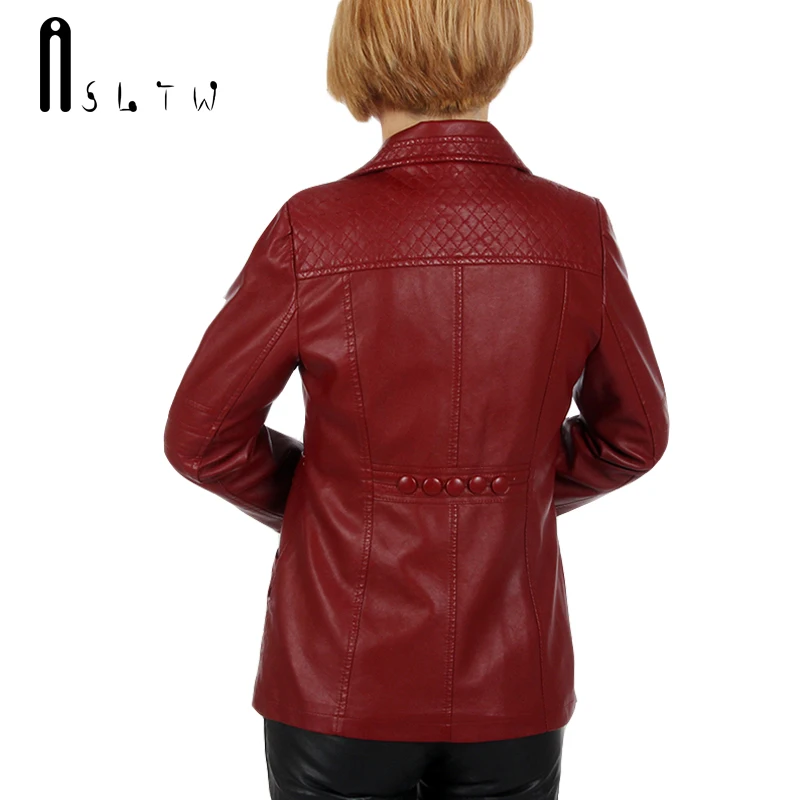 Женская куртка ASLTW из искусственной кожи с длинным рукавом и отложным воротником