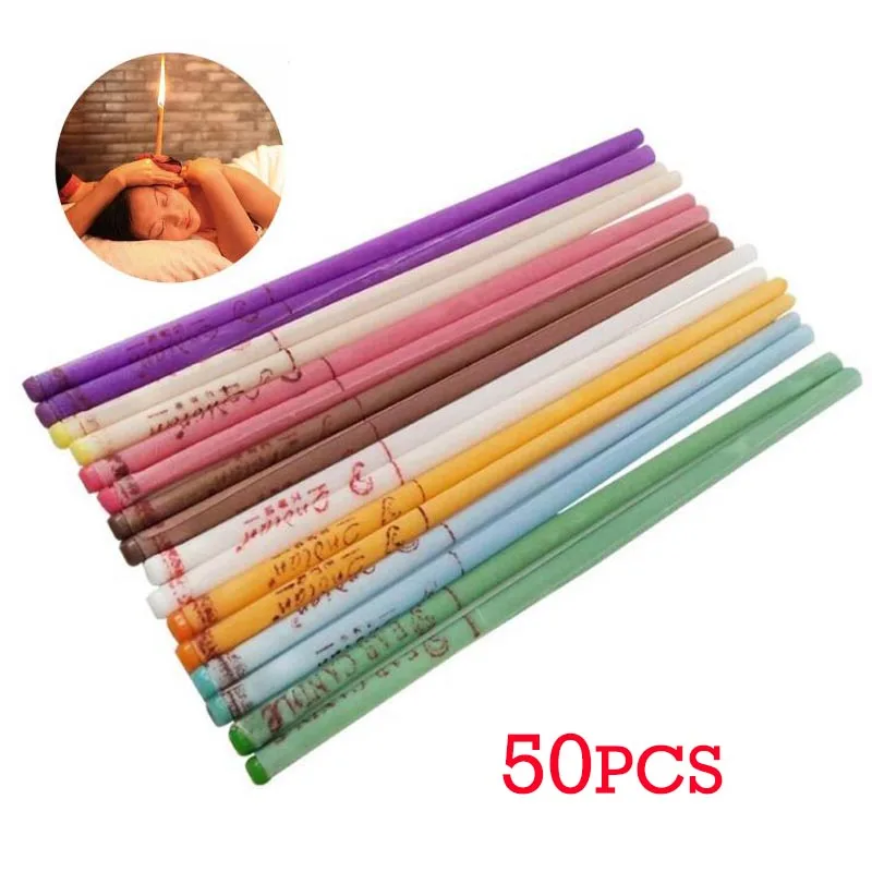 

50PCS Cylinder Ear Cone Candles With Natural Bee Wax Paraffin For Ear Therapy, Relaxation, Headache