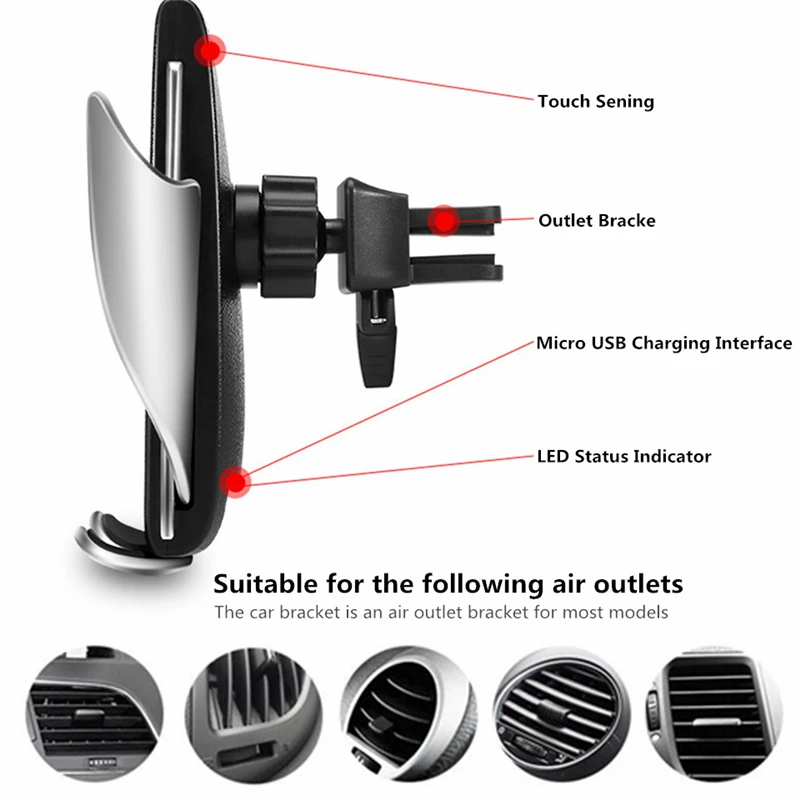 Automatic Clamping Fast Car Wireless Charger For iPhone X 8 7 Samsung Holder Stand Support Intelligent Infrared Wirless Charging | Мобильные